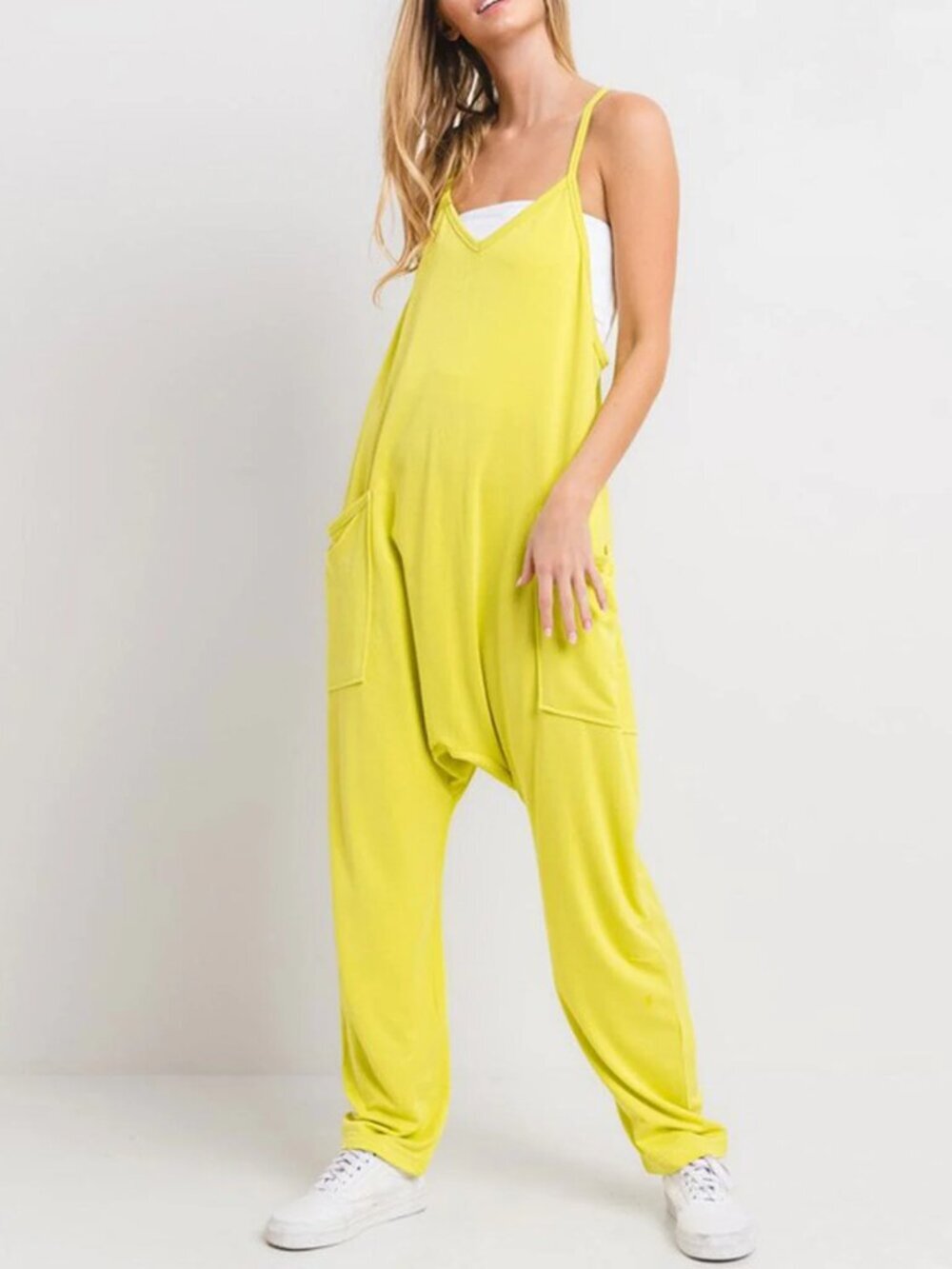 Lime Green  Spaghetti-Strap Harem Jumpsuit New